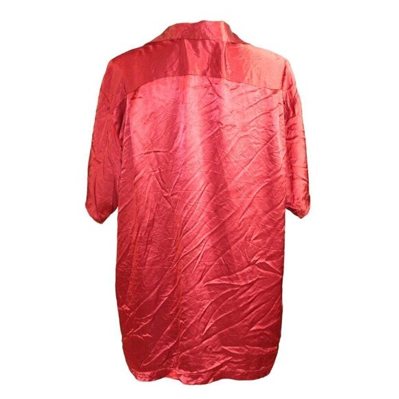 VTG Red Balls on Fire London LA Satin Feel Maroon Button Down Short Sleeve XL - Picture 5 of 7